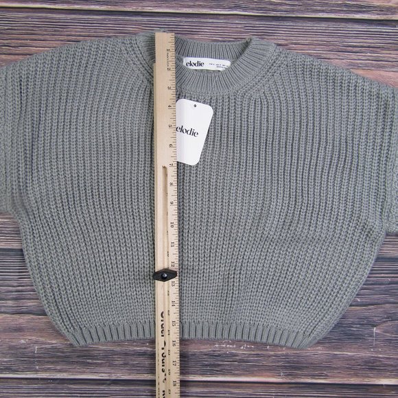 Elodie NEW Small Gray Crewneck Crop Sweater Knit Winter Acrylic - Picture 5 of 7